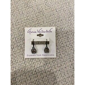Gloria Vanderbilt Black Crystal Earrings NWT